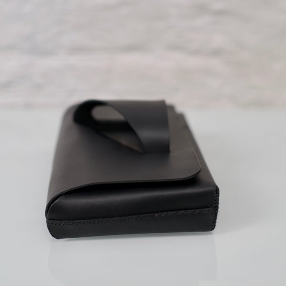 The Clutch in Satin Black Leather - glove clutch, handcrafted, stunning! - Picture 9 of 16